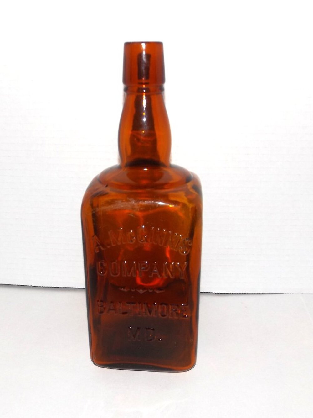 Antique Empty Whiskey Bottle A. McGinnis Company Baltimore MD circa 1914-1915